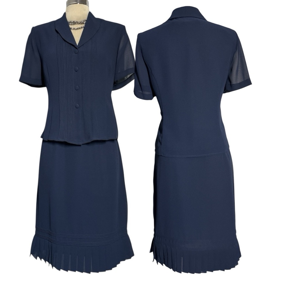 DANNY & NICOLE Elegant Navy Blue Women's Skirt Set Size 10P